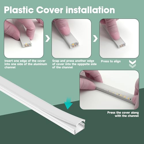hunhun 10-Pack 6.6ft/2Meter U Shape White LED Aluminum Channel System with Milky Cover, End Caps and Mounting Clips, Aluminum Channel Profile for LED Strip Light Diffuser Installations (10pack*6.6ft) - size: 10pack*6.6ft(White)