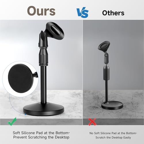 Desktop Microphone Stand Height and Angels Adjustable for Diameter Max 1.77" Desk Mic Stand Holder, Table Microphone Holder Hold Up to 3.3Lbs Suitable for Podiums, Meeting Rooms, etc - size: Small-Universal