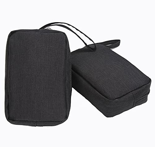 2 Pieces Small Zippered Pouch, Portable Electronics Soft Organizer, Little Toiletry Carry Bag Mini Cosmetic Makeup Bag, Coin Purse Wallet, Travel Accessories Make up Case for Purse,Storage Black