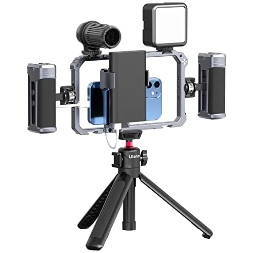 ULANZI Universal Phone Video Rig Kit with Handles, Aluminum Handheld Stabilizer Phone Video Filmmaking Grip for Video Maker Videographer with Cold Shoe for iPhone 16 15 14 13 Mini Pro Max 8 Plus