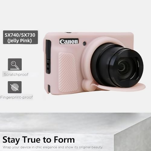 Camera Case for Canon PowerShot SX740/ SX730 Digital Camera,SX740 HS Case, Soft Silicone Protective Case Removable Lens Cover,Comes with 2 Screen Protectors and 1 Wrist Strap. (Jelly Pink) - color: Jelly Pink