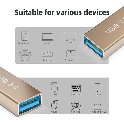 3Pack Female to Female USB Adapter, High Speed USB 3.0 Extension Connector, Suitable for Connecting Two USB Male Ends Cable, Gold - style: female to female usb