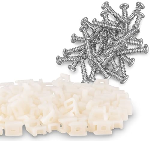 GTSE 8 Inch White Zip Ties, Saddle Mounts and Self Tapping Screws Set, 100 Pack Cable Ties, 50lb Strength, UV Resistant Strong Self-Locking Tie Wraps - color: White, style: 0.2 " Wide / 0.14" Screw Hole Mounts and Zip Tie Set