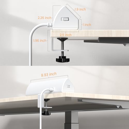 VILONG Desk Clamp Power Strip,65W Total Fast Charging Station,Desk Edge Mount Power Strip,8 USB Ports (4 USB C) & 5 AC Outlets,1200J Surge Protector (White, 6, Feet, Power Strip) - color: White