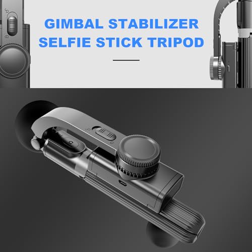 Gimbal Stabilizer for Smartphone ,with Retractable Selfie Stick and Tripod,1-Axis Multifunction Remote 360°Automatic Rotation, Auto Balance for iPhone/Android