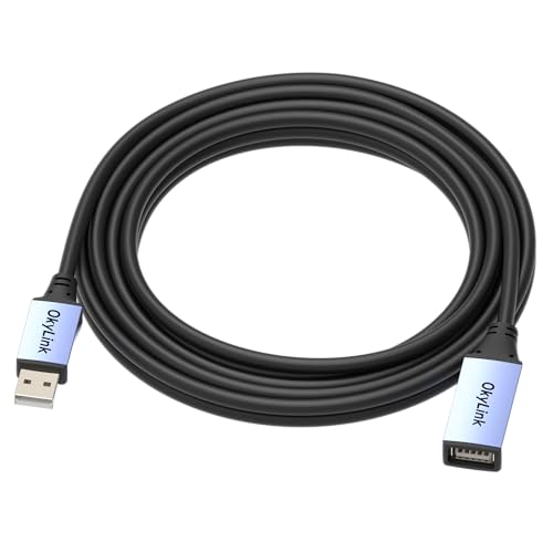 OkyLink Active USB 2.0 Extension Cable A to A, Male to Female 15ft(5M) | 480Mbps Signal booster cord, compatible with printer, mouse, keyboard, scanner, camera - size: 15ft (5m)