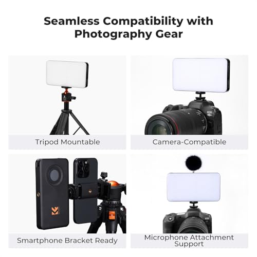 K&F CONCEPT 12W Portable RGB Camera Video Light, 5000mAh CRI95+ 2700-7500K | Rechargeable LED DSLR Lighting 13 Effects with OLED Screen, Cold Shoe, 1/4'' Screw Mount for Content Creator Photography