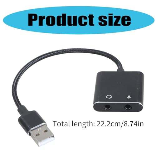 Multifunctional USB Sound Card Adapter Wire Headphone and Microphone Converter for Gaming Podcasting & Online Meetings Connection Cord