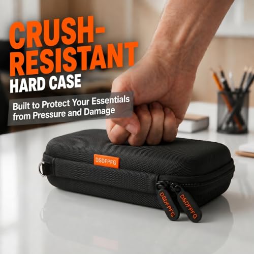 Small Hard Shell Zipper Case - Protective EVA Carrying Case - Universal Portable Storage Travel Pouch Bag for Power Bank, External Hard Drive, Charger, Cell Phone, USB Cable, Electronic Accessories