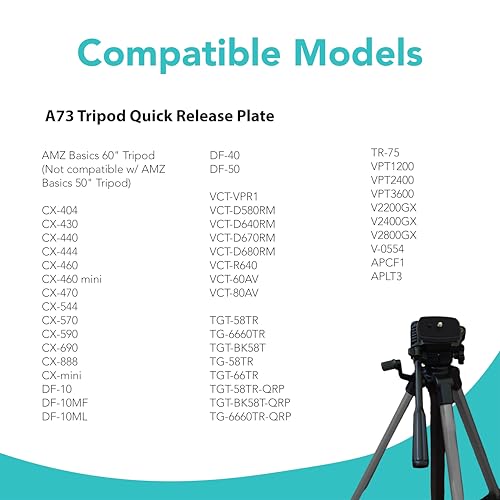 Foto&Tech 2 Pieces A73 Tripod Quick Release Plate Camera Adapter Tripod Velbon CX-444 CX-888 CX-460 CX-460mini CX-470 CX-570 CX-690, DF-50 Sony VCT-D580RM VCT-D680RM VCT-R640, VCT-60AV, VCT-80AV - size: a73