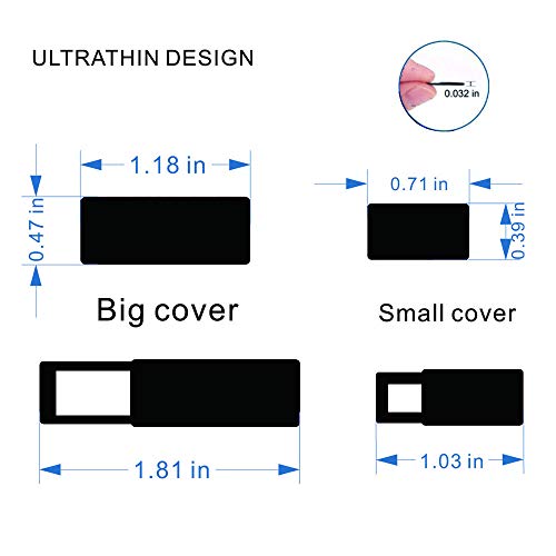 Huaxi Camcover-Webcam Cover, Laptop Camera Cover Slide Ultra Thin for Computer, MacBook Pro, MacBook Air, iPad, iMac, iPhone, Protect Webcam Privacy, Black