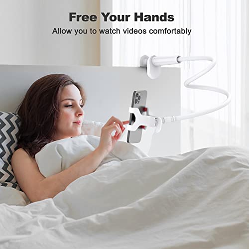 Gooseneck Cell Phone Holder, Universal 360 Flexible Phone Stand Lazy Bracket Mount Long Arms Clamp for Phone 13 Pro Xs Max XR X 8 7 6 6s Plus and Other 3.5~6.7'' Device (White)… - color: White