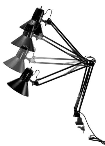 Bostitch Office VLF100 LED Swing Arm Desk Lamp with Clamp Mount, 36" Reach, Includes LED Bulb,Black - style: Clamp, Black