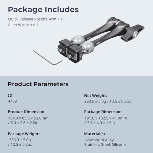 SMALLRIG 11" Rosette Magic Arm, HawkLock H21 Quick Release Structure, w 1/4"-20 Screws and Anti-Twist Pins, for Monitors, Lights, Max Load Cpacity 3kg - size: 11" (HawkLock)