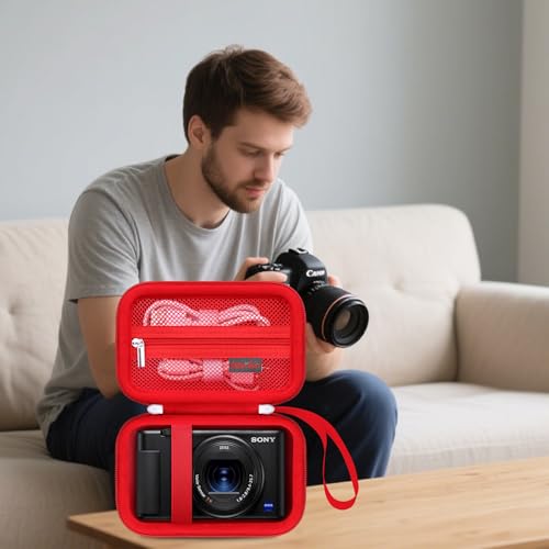 Case for Sony ZV-1F/ ZV-1/ ZV-1 II/Sony RX100 VII/ RX100 III Digital Camera | Sony ZV-1F/ ZV-1/ ZV-1 II/ RX100 VII Digital Camera Carrying Case, Hard Travel Protective Bag, Pocket fits Accessories, Red - color: Red