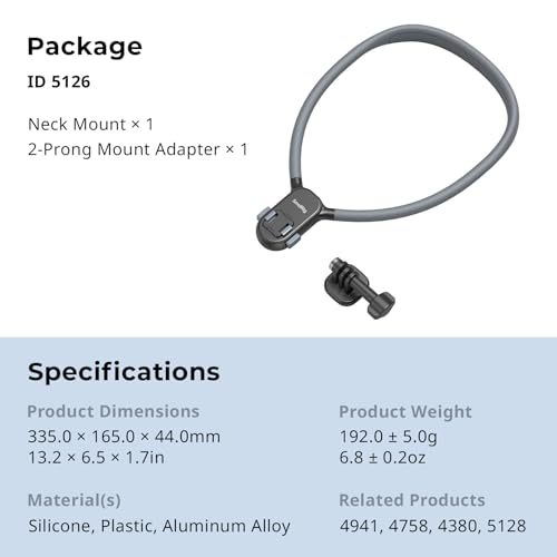 SMALLRIG Magnetic Neck Mount for Action Camera, Quick Release One-Click Button & Ergonomic Design, for GoPro Hero 12/11/10/9, for DJI OSMO 360/Nano/Action 6/5 Pro/4, for Insta360 Ace Pro 2-5126 - style: for Action Cam