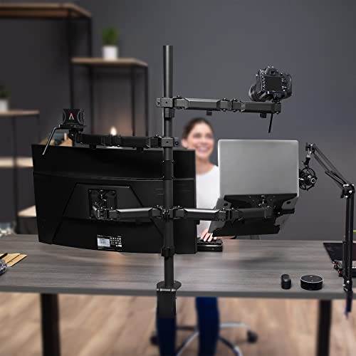 VIVO All-in-One Computer Studio Desk Mount, Mic Boom, Dual Monitor Mount up to 32 inches, Laptop Stand, Livestream Arms Compatible with Cameras, Lighting, Phone/Tablet Adapters, STAND-LIVE2L