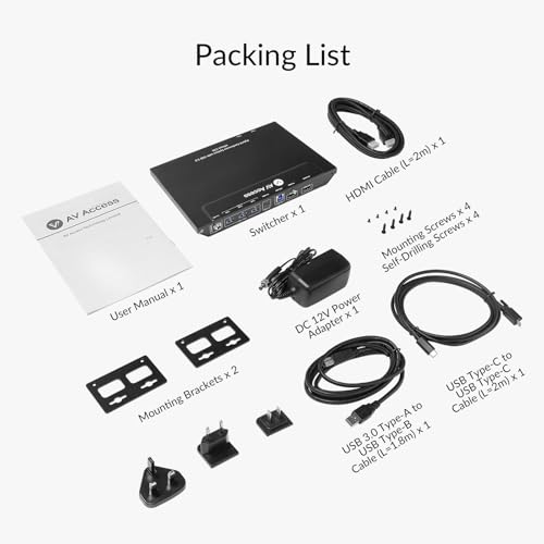AV Access Conference Docking Station for Meeting Room, 4K Presentation Switch System Screen Mirroring, HDMI & USB C 4K Input, Hybrid Conference System, 3 USB 3.0 Ports for Webcam and Speakerphone