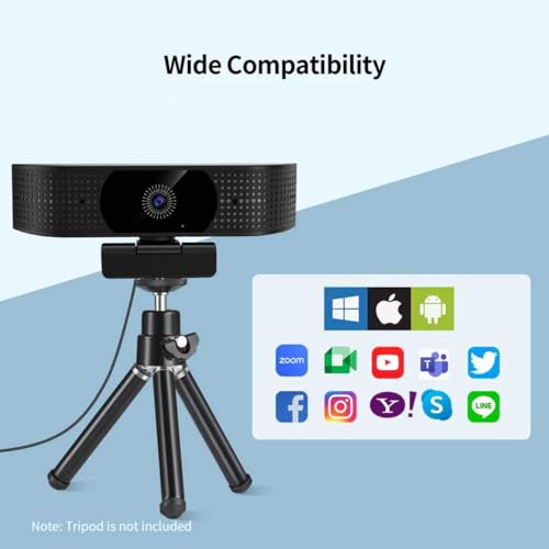 1080P Wireless Webcam for PC, Webcam with Noise-reducing Mic, 92°FOV,360° Rotation, Plug and Play, Wireless Camera Works with Skype, Zoom for Conference meetings, video calls (USB-powered Version) - color: Black