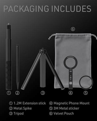 MOSENVKA Golf Tripod & Monopod Magnetic Phone Holder Golf Selfie Stick Tripod Ground Mount to Record Golf Swing Adjustable Golf Stick Aluminum Golf Swing Training Aid Compatible with iPhone Android