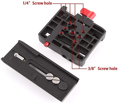 AngelReally P200 Quick Release Plate - Camera Tripod Base Plate with QR Clamp Adapter with 1/4" and 3/8" Screw Hole Compatible for Manfrotto 500AH 501HDV 503HDV 701HDV 577/519/561/Q5