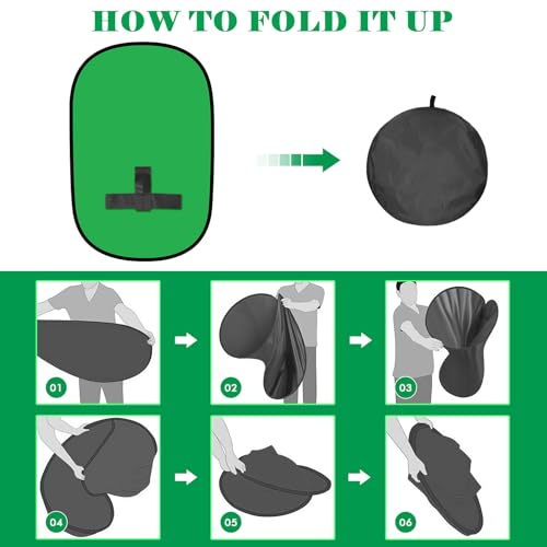 Green Screen Backdrop, 58in Portable Green Screen Chair with Stand Double Sided Foldable Green Background, Chroma Key, for Photography Streaming Gaming Photo Zoom Video Chats and Meeting - color: Green