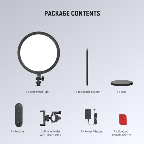 NEEWER Basics 12" 24W Large Ring Light with 68" Stand/Phone Holder/Remote for iPhone Video Recording Selfie Streaming Makeup Studio Photography, 3000K-6500K CRI98 Full Screen LED Panel Lighting, BR13