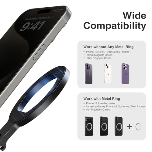 elitehood Aluminum Magsafe Tripod Phone Mount, Compact Phone Holder for Tripod with Arca Swiss Quick Release Plate & 1/4" Screw Adapter, Magnetic iPhone Mount Accessories Fit iPhone 16 15 14 13 Series - style: 1/4“ Screw Port