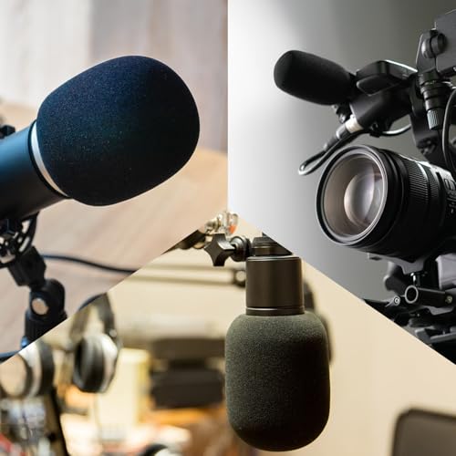 2PCS Mic Cover, Foam Microphone Windscreen, Black Microphone Cover for Handheld-Mic, Condenser-Mic and All Ball Type Microphones
