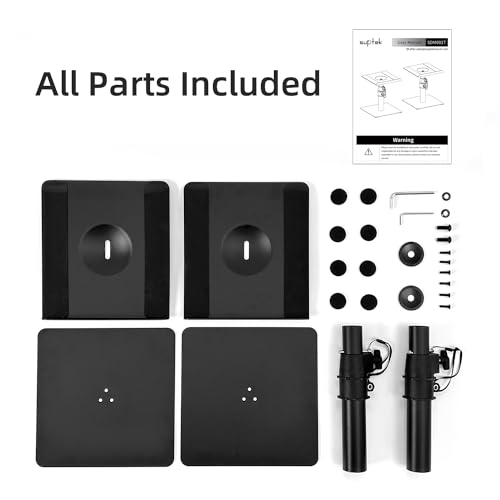 Suptek Free-Standing Speaker Stand Desktop Set, 9.6 x 8.8 inch Trays, Height Adjustment and Tilt, Universal Audio Holders for Computer and Bookshelf Speakers, Elevated Sound, 2 Pack, Black, SDM001T - color: Black