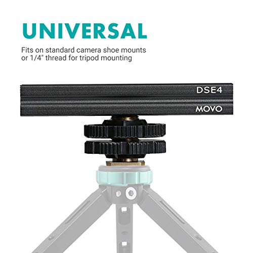 Movo DSE4 Adjustable Cold Shoe Extension Bar - Cold Shoe Rail for DSLR Accessories - Lights, Monitors, Microphones, and More (4")