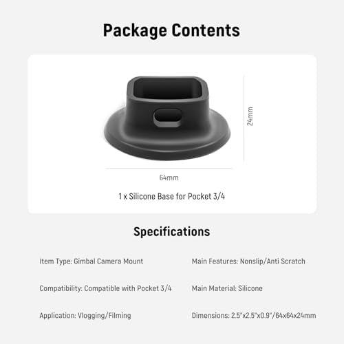 NEEWER Silicone Base Compatible with DJI Osmo Pocket 4P / 4/3 Gimbal Camera, ø64mm Nonslip Soft Stable Anti Scratch Desktop Camera Mount Support Stand Accessory, AC020 - style: AC020