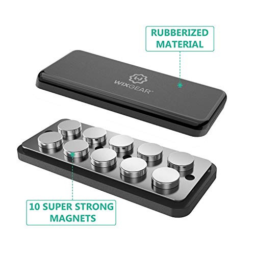 Magnetic Phone Car Mount, Universal Stick On Rectangle Flat Dashboard Magnetic Car Mount Holder, for Cell Phones and Mini Tablets -Extra Strong with 10 Magnets!