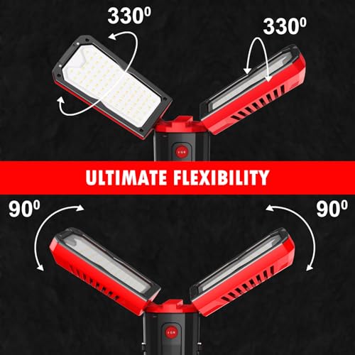 12000 Lumen 100W LED Work Light with Telescoping Tripod, Foldable Portable Corded Job Site Lighting, 288 LED Super Bright 3CCT 3000K/4500K/5000K Dual-Head Work Light with Stand