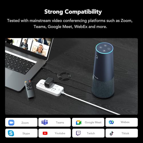 NEARITY C45 2K Video Conference Webcam with Microphone and Speaker, All-in-One Camera with 4 Noise Cancelling Microphone, 5X Zoom FHD Webcam AI Auto-Framing Plug-and-Play for Zoom/Teams/Google Meet - color: Blue