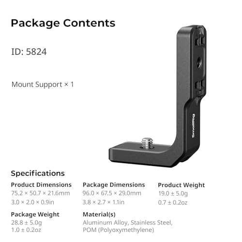 SMALLRIG Vertical-Horizontal Mount Support for Insta360 X5 / X4 Air / X4 / X3, Vertical Bracket Quick Release Mount with 1/4''-20 Thread - 5824 - style: Vertical Bracket