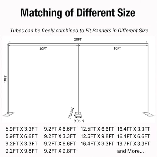 10x20ft Backdrop Stand Heavy Duty Pipe and Drape Backdrop Stand for Parties, Adjustable Pipe Kit Curtain Frame Stand for Photography Background Support,Wedding Arch Metal Frame (Silver) - color: Silver