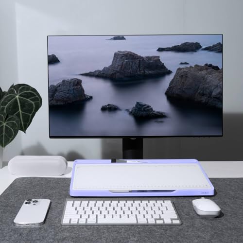 LOUKIN Glass Desktop Whiteboard, 15.3" x 5.6" Dry Erase Desk Board with Dotted and Graduated Surface, Desktop Buddy, Great for Design and Drawing, 3 Markers and 1 Dry Erase Eraser Included (Purple) - color: Purple