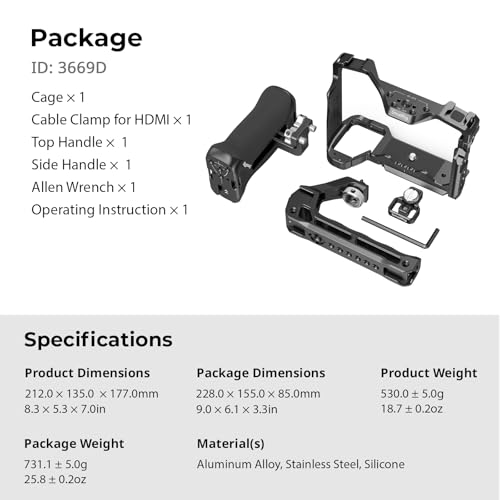 SmallRig HawkLock Quick Release Cage Kit for Sony Alpha 7R V/Alpha 7 IV/Alpha 7S III/Alpha 7 V, Full Cage with Top & Side Handle, Cable Clamp (Upgraded Version)