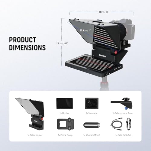 NEEWER 2 in 1 Teleprompter 11 Inch with Monitor for Windows MacOS, Supports Screen Mirroring, Portable Prompter for Camera Mobile Phone Webcam for YouTube Twitch Live Streaming Conference, X11 - style: X11