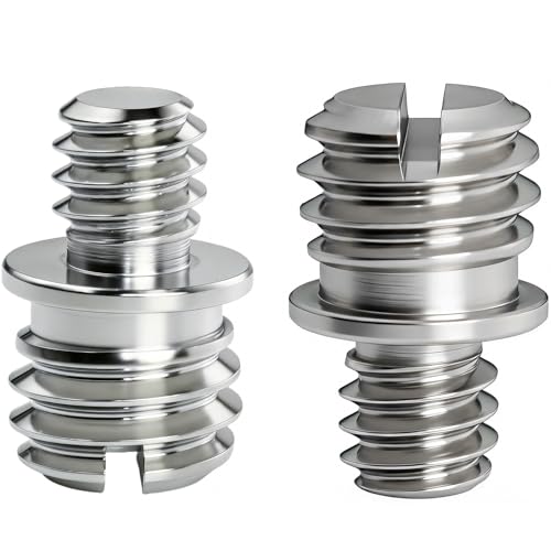 4PCS Stainless Steel 1/4-20 Male to 3/8-16 Male Double Male Thread Adapter Camera Screw Converter with Slotted Head for Tripod Monopod Ball Head Camera Mount - size: 1/4-20 male to 3/8-16 male