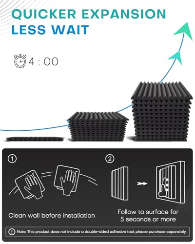 50 Pack Sound Proof Foam Panels for Walls, 2 X 12 X 12 Inches Acoustic Foam Panels, High Density Acoustic Panels Sound Absorbing, Noise Cancelling Studio Wedges, Black + Grey (NOT INCLUDE ADHESIVE) - size: 50Packs Grey+Black