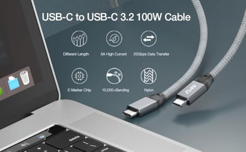 USB 3.2 Gen 2x2 USB-C 100W Fast Charging Cable for Sony A9III A7R5 A74 Canon EOS R8 R7 R6 MARK2 R5 R3, iPhone 15Pro MacBooks Pro Samsung Galaxy, iPad Pro Smartphone Laptop - color: Blue, size: Left-right angle