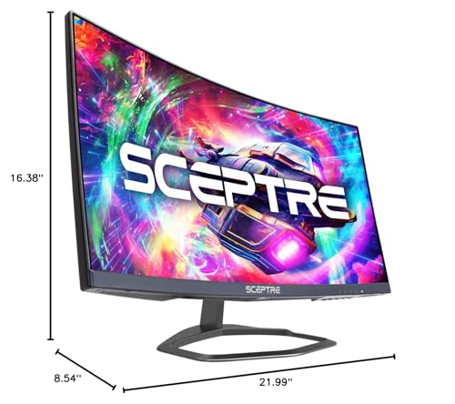 Sceptre Curved 24.5-inch Prime Gaming Monitor up to 240Hz 1080p R1500 1ms DisplayPort x2 HDMI x2 Blue Light Shift Build-in Speakers, Machine Black 2025 (C255B-FWT240 Series) - style: 24.5" Curved 240Hz