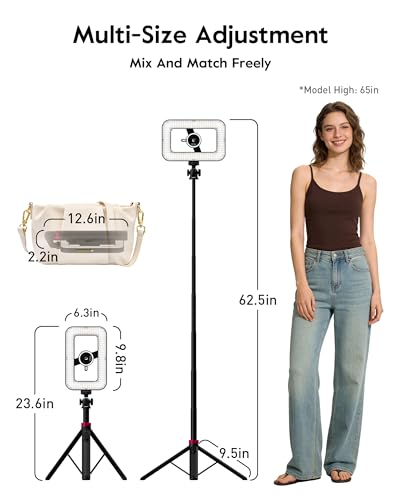 Tripod for iPhone with Light, Portable 15W Ring Light with Stand and Phone Holder for Video Recording, 6000mAh Magnetic Phone Tripod with Light 2500K-9000K for Food Hunt,Mukbang Video,Vlogging,CRI>95