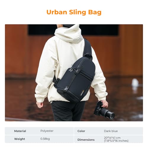 K&F CONCEPT Camera Sling Bag Crossbody Bag Camera Shoulder Backpack DSLR/SLR/Mirrorless Photography Bags Compatible with Canon/Nikon/Sony/Fuji/Gopro/DJI - color: Blue, size: Medium