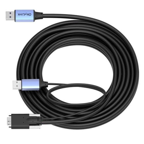 OkyLink Active USB 3.0 A to Micro-B Cable, 5Gbps, 15ft, Double Screw Lock | 5M, 3.2 Gen 1, Male to Male, for External Hard Drive HDD SSD - color: Screw USB3.0, size: 15ft (5m)