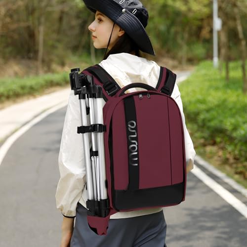 MOSISO Camera Backpack,DSLR/SLR/Mirrorless Photography Backpack Buffer Padded Shockproof Camera Bag with Customized Modular Inserts&Tripod Holder Compatible with Canon,Nikon,Sony etc, Wine Red - color: Wine Red