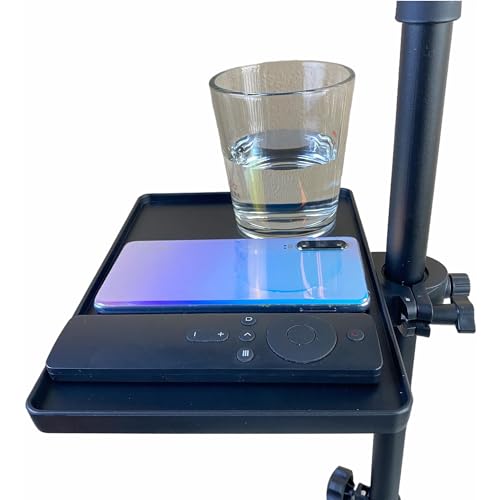 Mic Stand Tray, Soporte Microfono, Tripod Clamp Shelf for Music Sheet, Streaming, Karaoke, Recording - Drum Accessories, Lash Organizer (Small- Not Phone Holder)