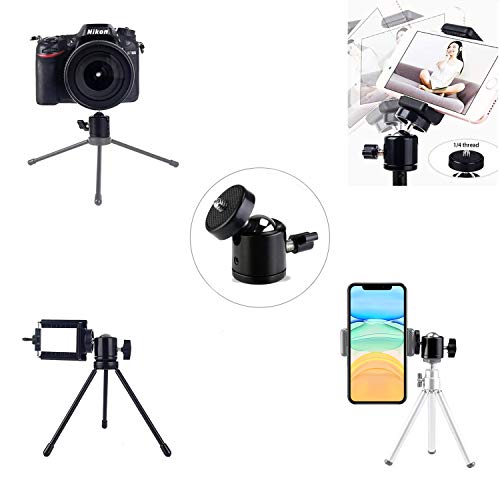 Universal 1/4" Swivel Mini Ball Head Screw Tripod Mount(4 Pack), EszkozTA 360 Degree Rotating Mount Base Adapter for DSLR Cameras HTC Vive Tripods Monopods Camcorder Light Stand…